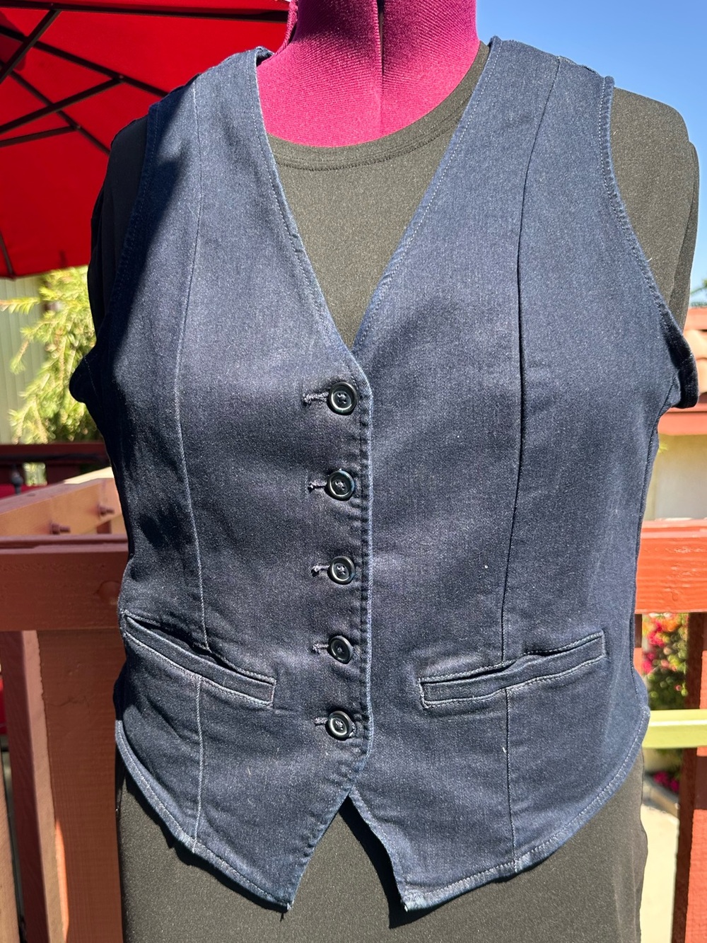 Torrid Studio Navy Stretch Denim Button-Front Vest